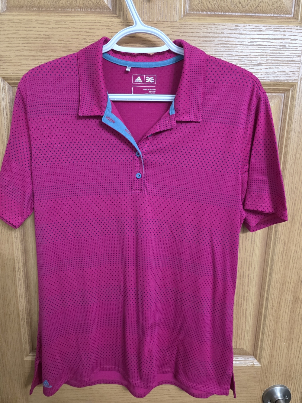 adidas Women's Magenta Short Sleeve Polo with Teal Trim